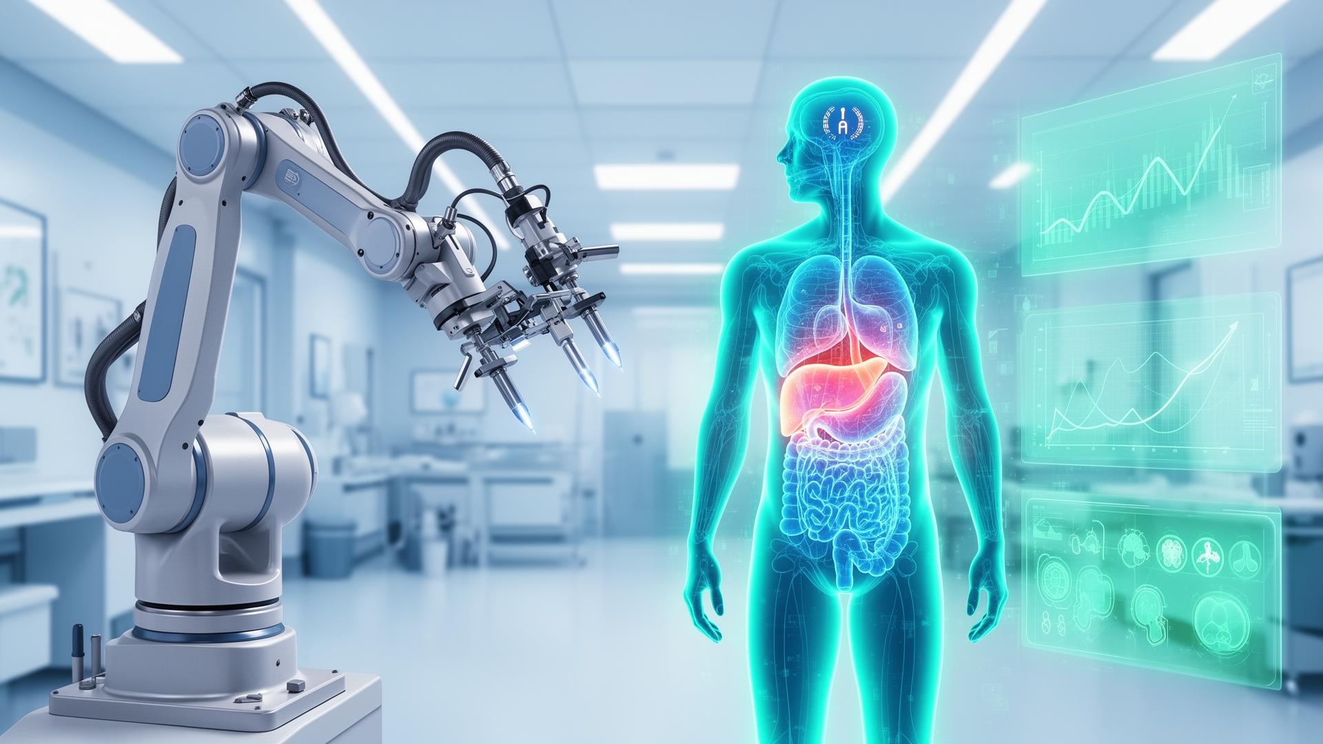 Braço robótico cirúrgico e holografia médica com IA